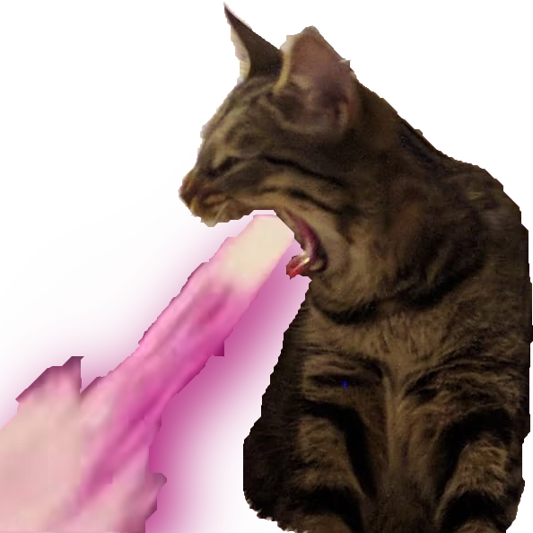 A yawning kitten, edited so that atomic firebreath appears to be shooting from its mouth